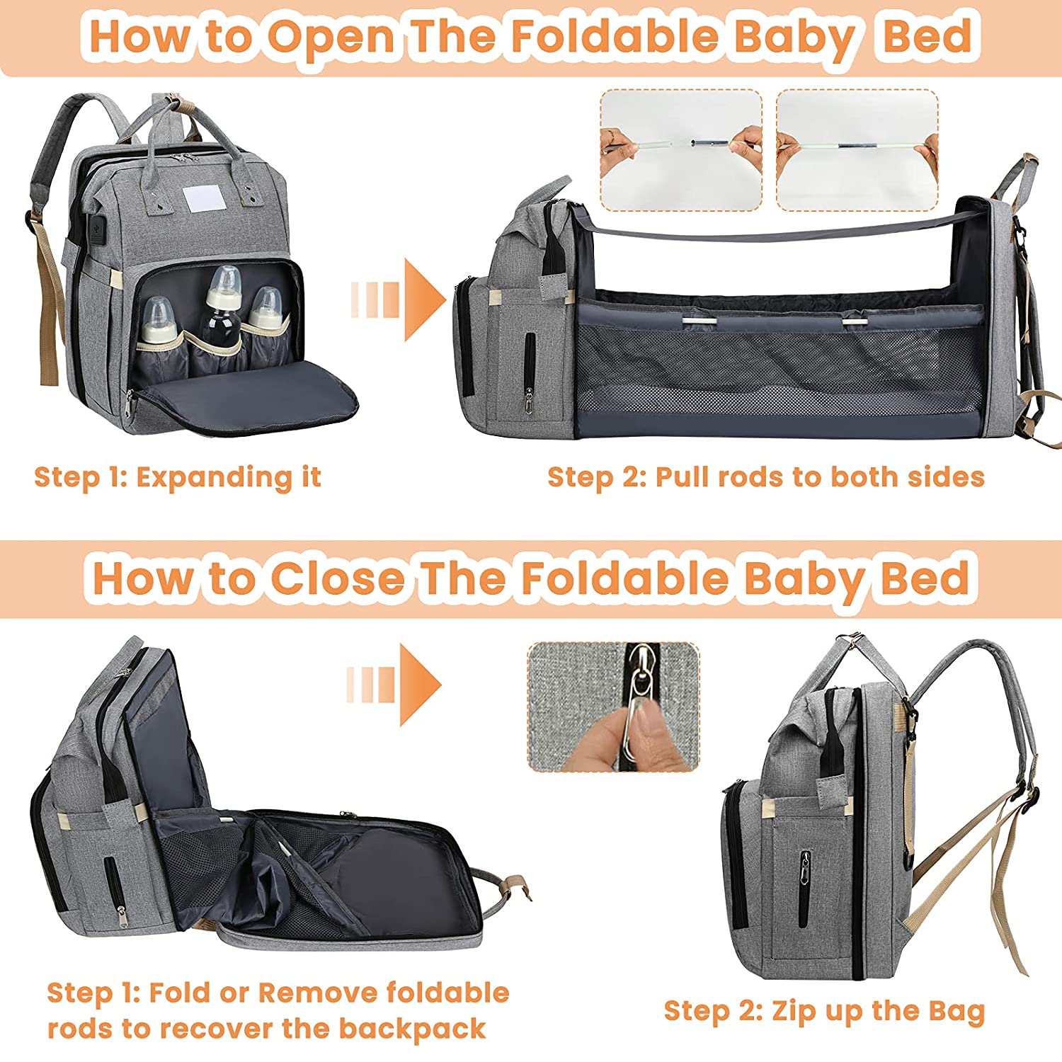 Multifunctional Mommy Bag - Portable Baby Bed